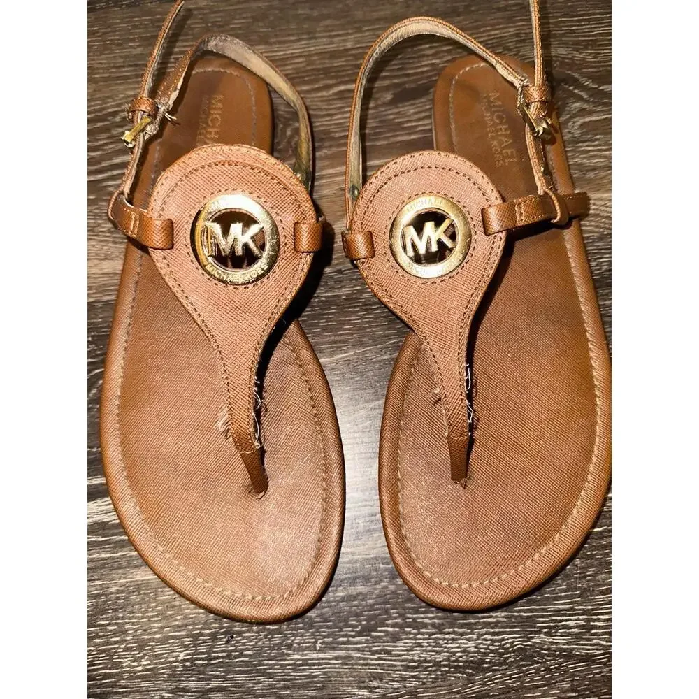 Michael Kors Brown Leather Thong women‎ Womens Sandals Size 9.5